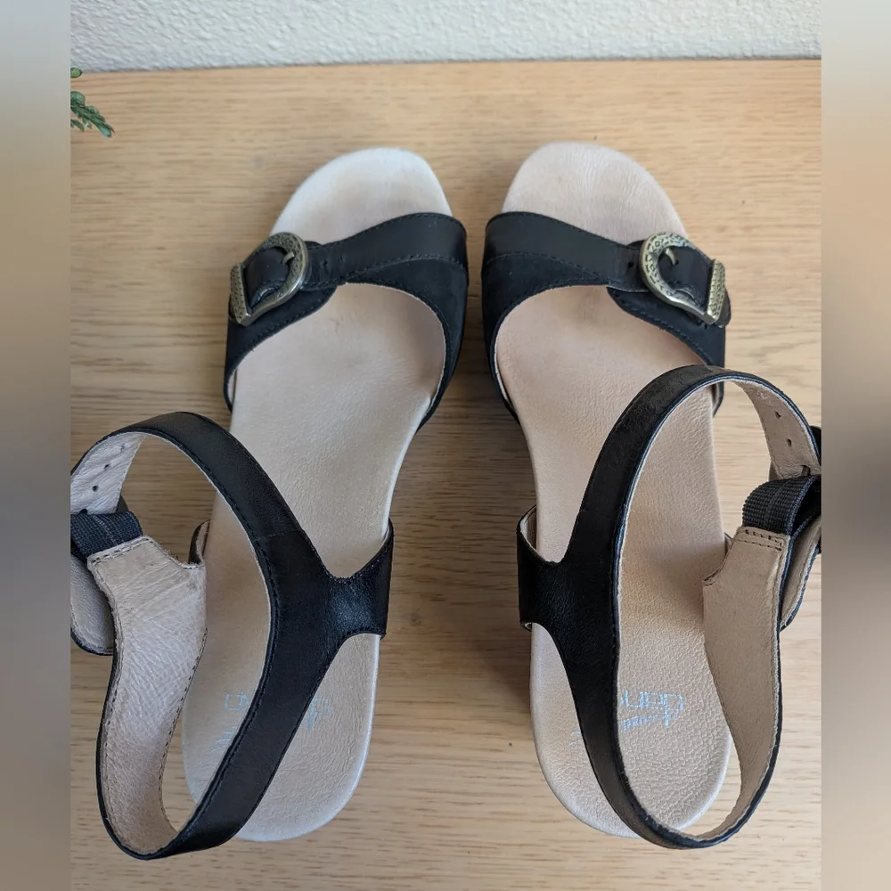 Dansko Anna Black Leather Western Heeled Comfort Sandals Size 39 (8.5 - 9) - Picture 7 of 14